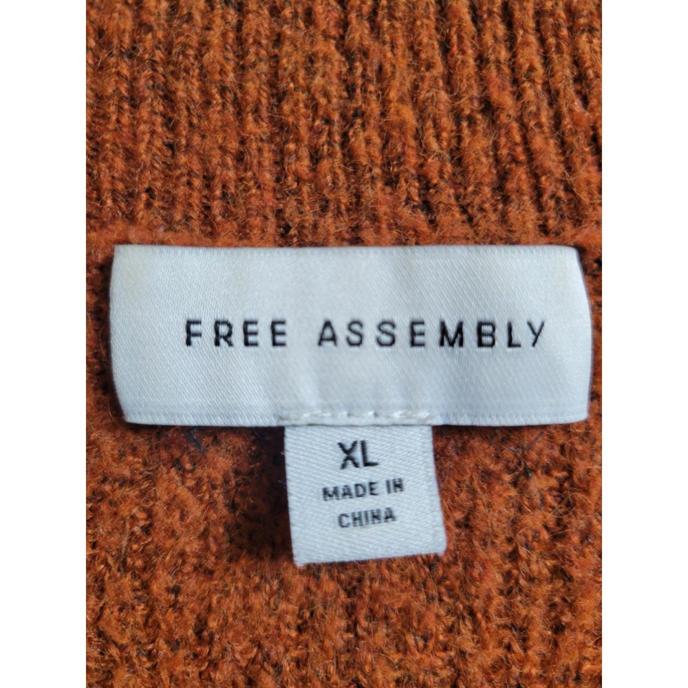 Free Assembly V-Neck Women's Sweater Knit Long Sleeves Orange/ Rust Size XL - Picture 3 of 11